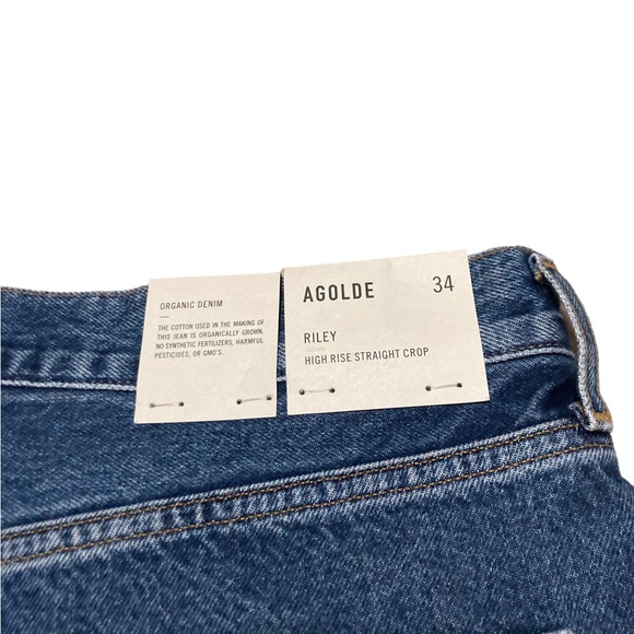 NwT Agolde Riley High Rise Straight Crop Jeans Women’s size 34 in Sphere Blue - Picture 8 of 12